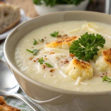 Cheesy Cauliflower Soup With Raclette And Fontina
