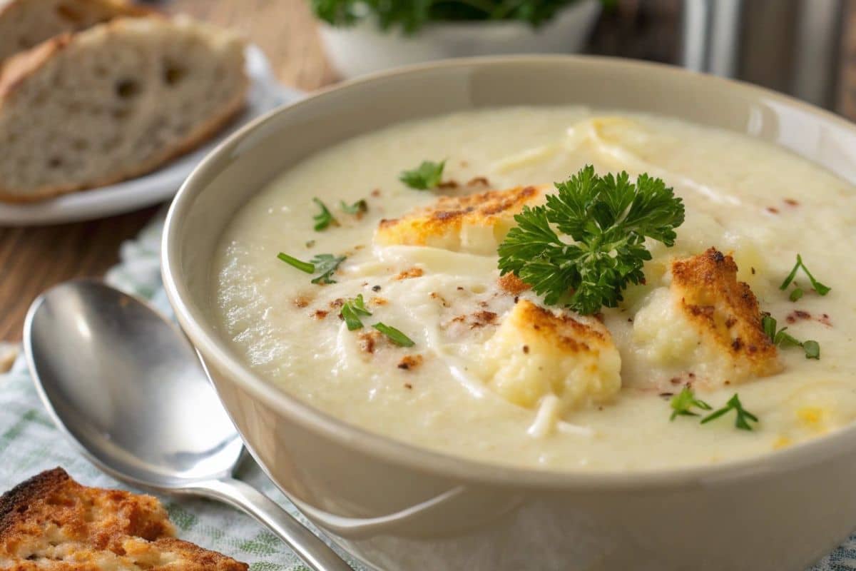 Cheesy Cauliflower Soup With Raclette And Fontina
