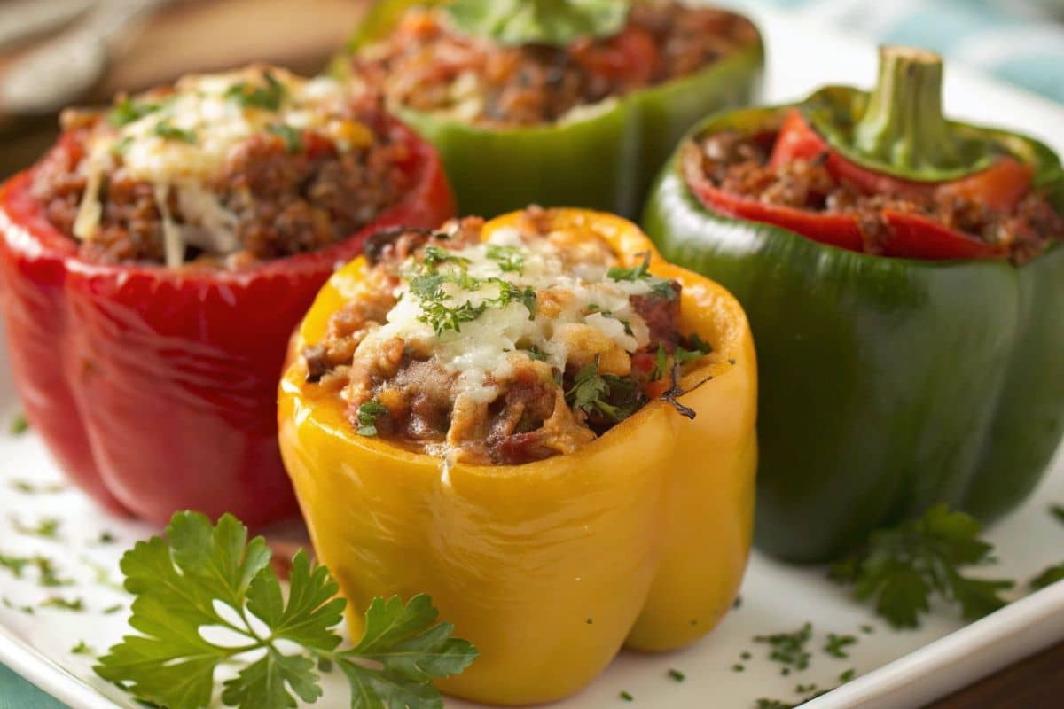 Stuffed Bell Peppers With Mozzarella And Parmesan