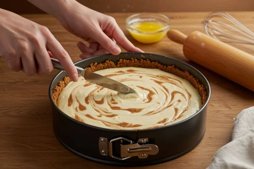 Cinnamon Bun Cheesecake Prep