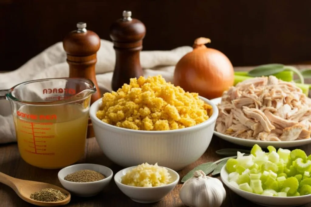 Homemade Chicken And Dressing Ingredients 