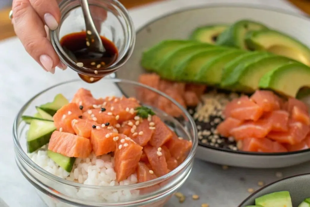 Salmon Poke Bowl Preparation 