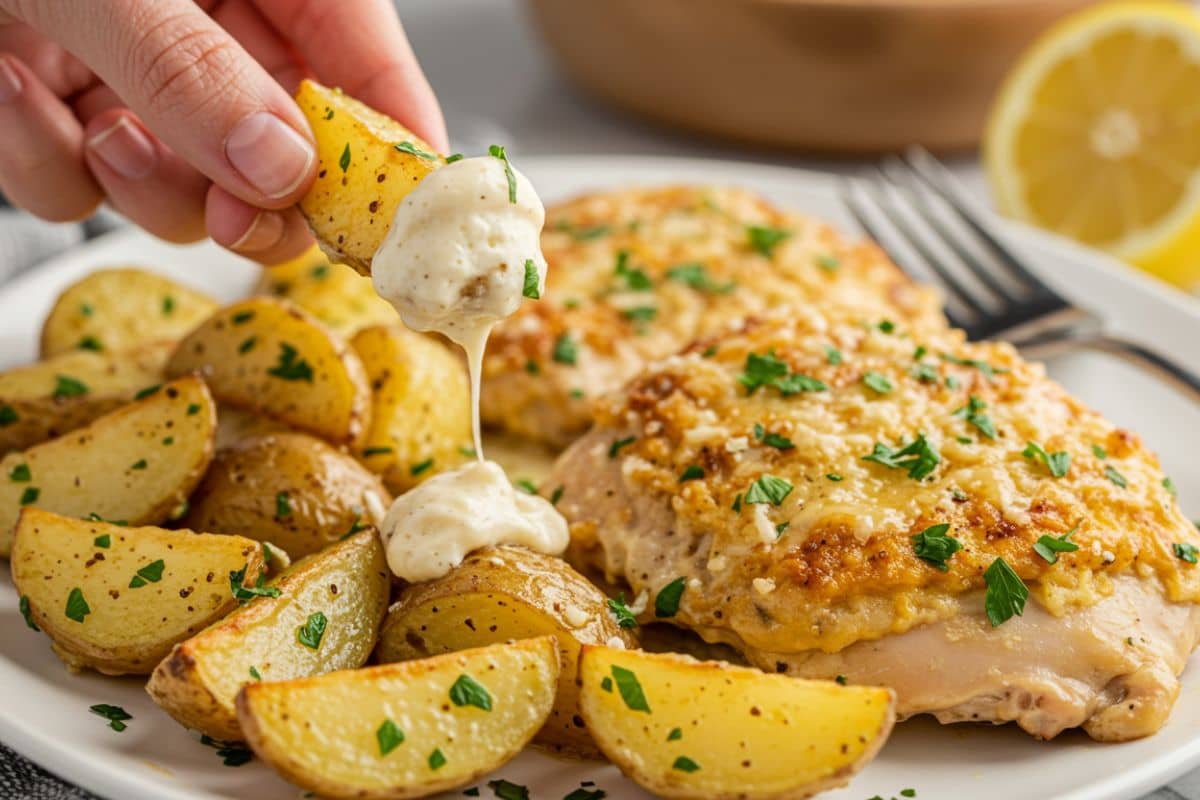 Slow Cooker Garlic Parmesan Chicken And Potatoes
