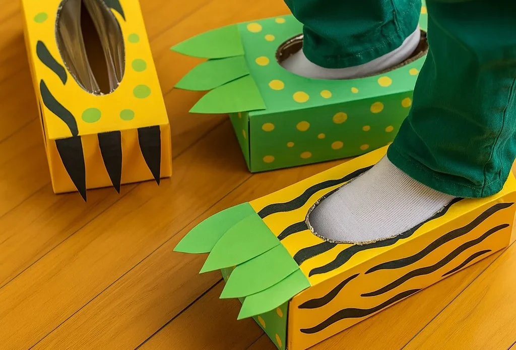 Tissue box monster shoes project for Halloween decorations