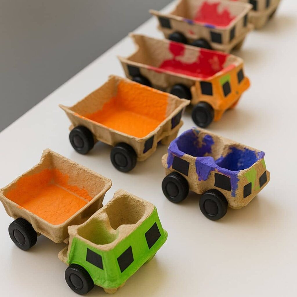 DIY Egg Carton Dump Trucks